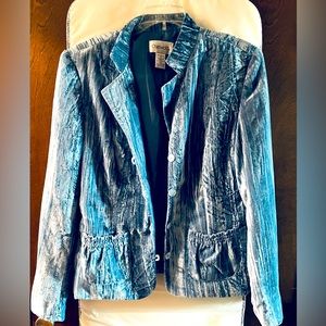 Glacier Blue Crushed Velvet Blazer, worn once.